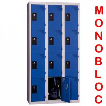 Vestiaire monobloc 3 colonnes de 4 cases 400 mm Vestiaire monobloc 3 colonnes de 4 cases 400 mm