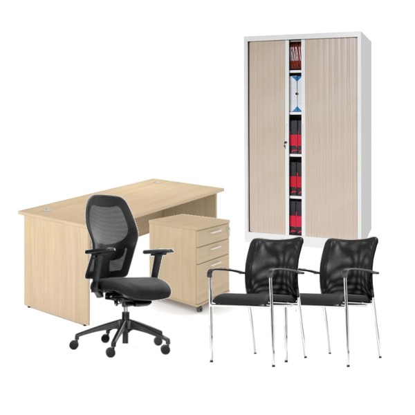 Pack mobilier de bureau avec bureau droit