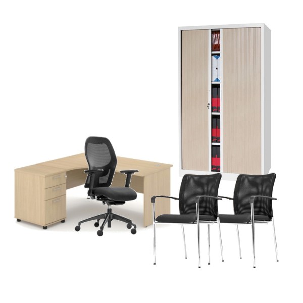 Pack mobilier de bureau - bureau avec retour gauche