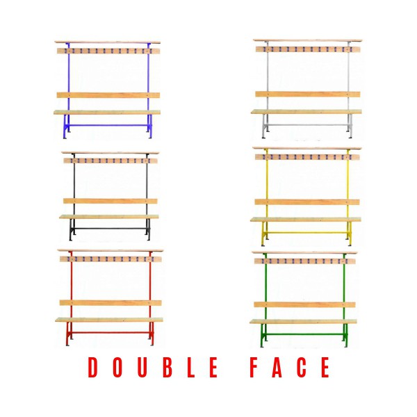 Banc double face patère et porte-sacs – 1000 mm