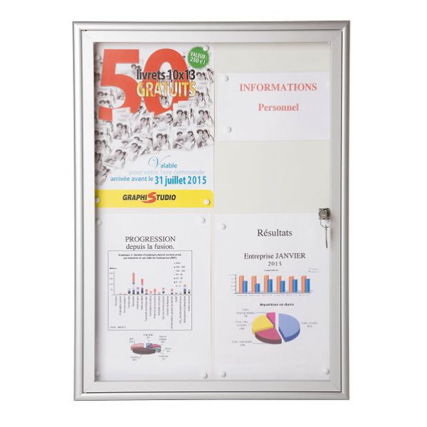 Vitrine d affichage interieur verre securit et fond laque