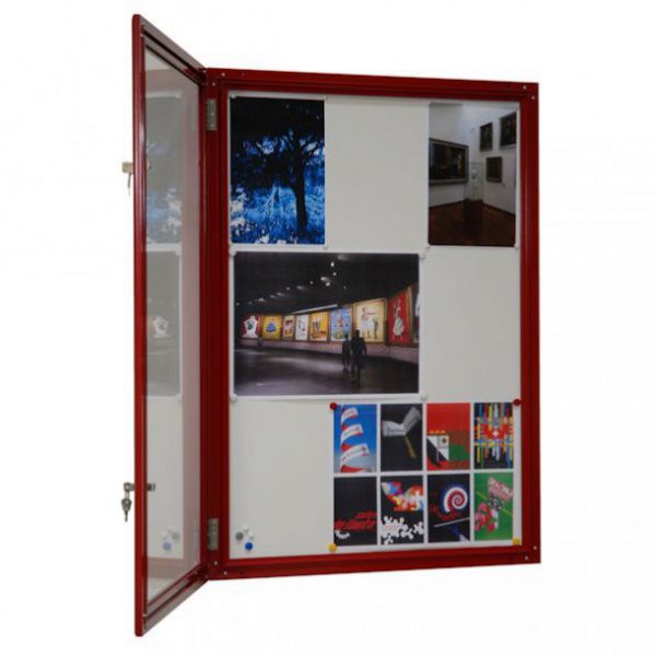 Vitrine fine d'extérieur rouge - vitre plexi