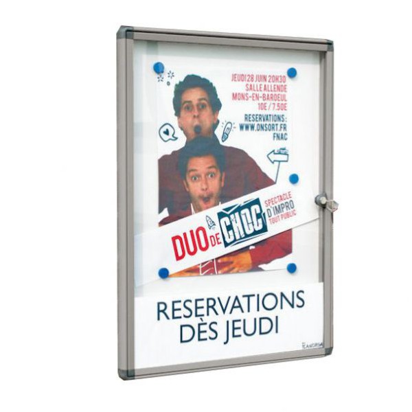 Vitrine exterieure cadre design grise vitrage plexi