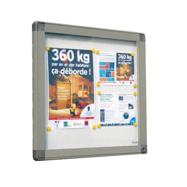 Vitrine exterieure cadre gris vitrage plexi