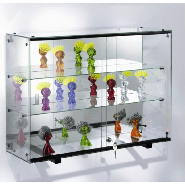 Vitrine d'exposition murale en verre - L90 x P15 x H90 cm