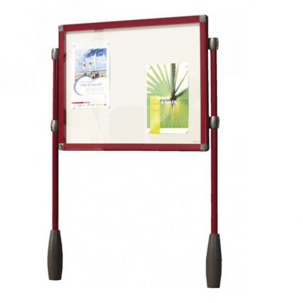 Vitrine sur pietement pour exterieur rouge
