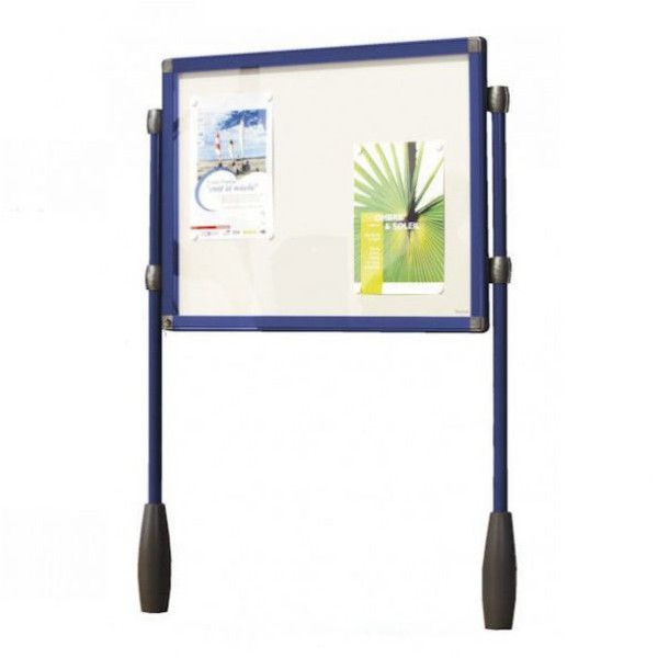 Vitrine sur pietement pour exterieur bleu