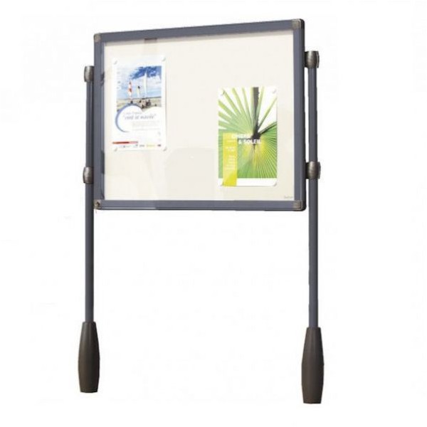 Vitrine sur pietement pour exterieur gris