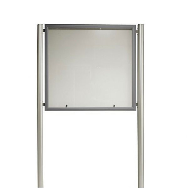 Vitrine d exterieur sur pied a visser cadre gris
