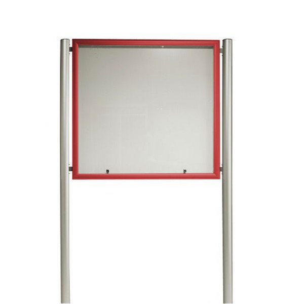 Vitrine d exterieur sur pied a visser cadre rouge