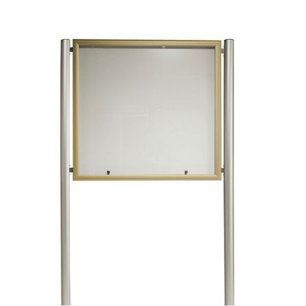 Vitrine d exterieur sur pied a visser cadre sable