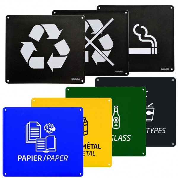 Plaque signaletique tri selectif murale