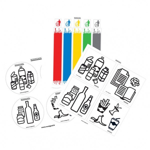 Lot de 3 planches autocollantes tri selectif