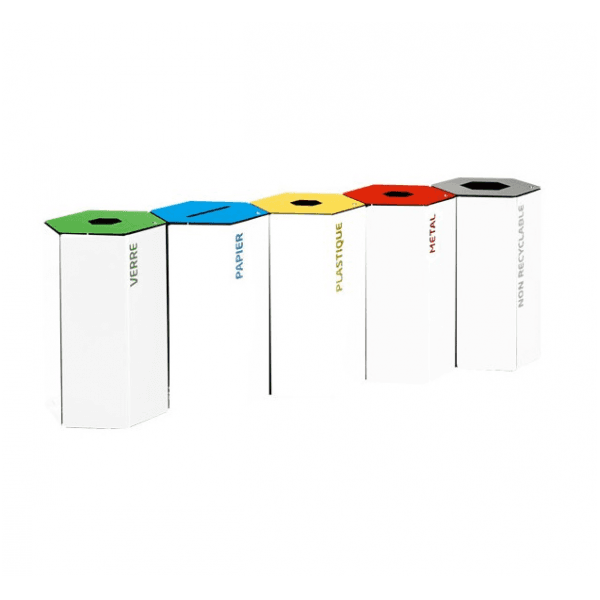 Poubelle de tri selectif corps blanc - 50 Litres