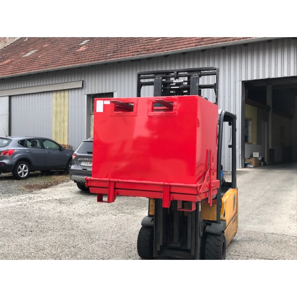 DESTOCKAGE - Benne à fond ouvrant 1000 litres - Rouge