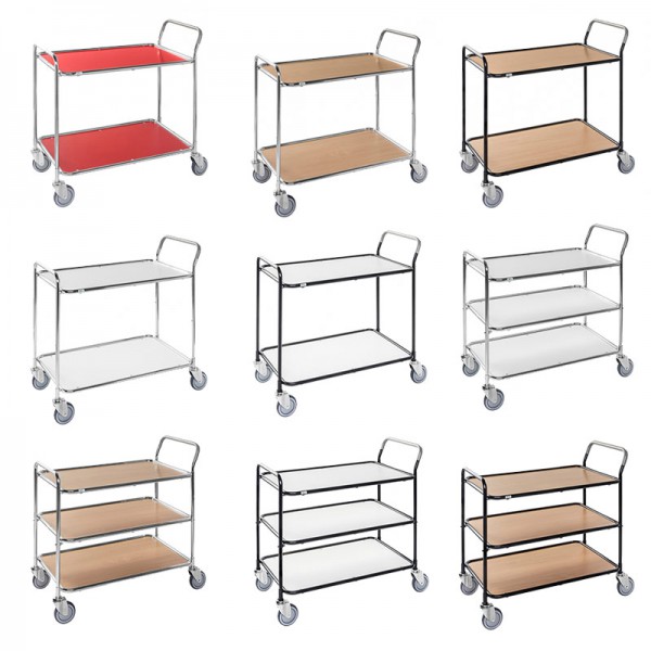Chariot de service sur roues - 2 et 3 plateaux