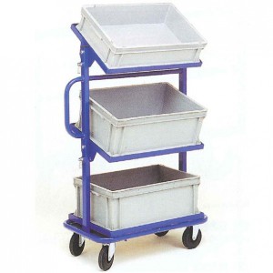 Chariot porte-bacs a supports inclinables