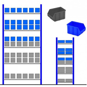 Rayonnage métallique avec bacs éco Bleu - Gris