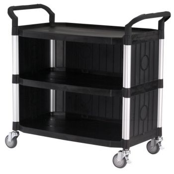 Servante multi-usage XL noire 3 plateaux 3 cotés Servante multi-usage XL noire 3 plateaux 3 cotés