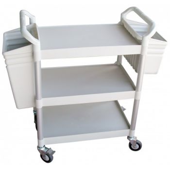 Servante à 3 plateaux plastique et 2 bacs Servante à 3 plateaux plastique et 2 bacs
