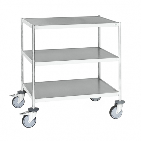 Chariot inox soudé C3 avec 3 tablettes - KONGAMEK