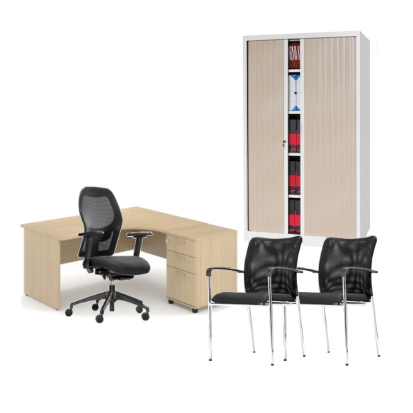 Pack mobilier de bureau - bureau avec retour droit