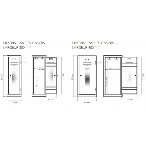 Vestiaire monobloc 1 case