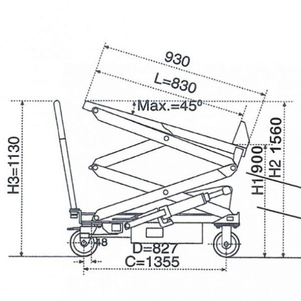 Table élévatrice inclinable 400 et 800 kg