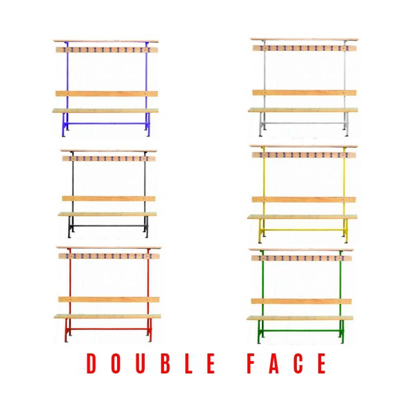 Banc double face patère et porte-sacs – 1000 mm