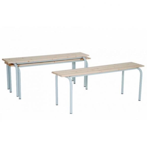 Banc empilable - En acier & bois verni