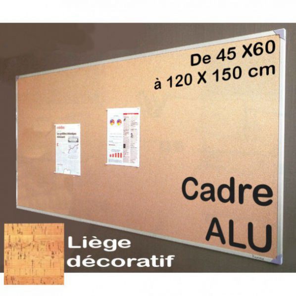 Tableau affichage liège décoratif encadrement alu