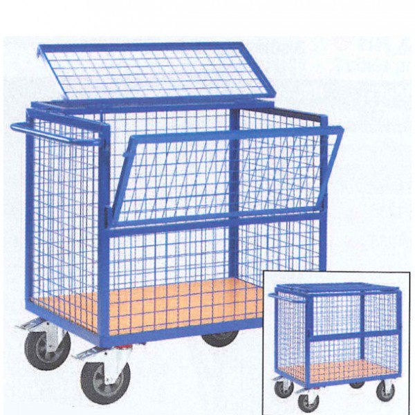 Chariot de stockage grillag? avec couvercle