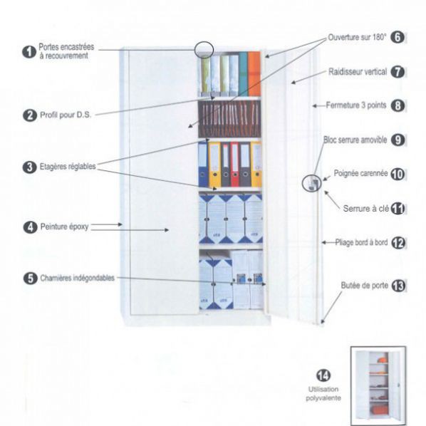 Armoire à portes battantes H 1945 x L 1200 mm