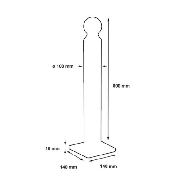 Poteau à mémoire de forme à fixer H800mm