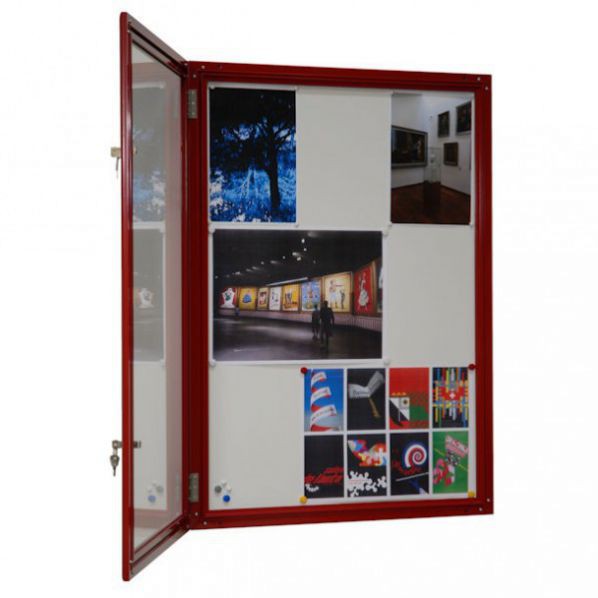 Vitrine fine d'extérieur rouge - vitre sécurit 4 mm