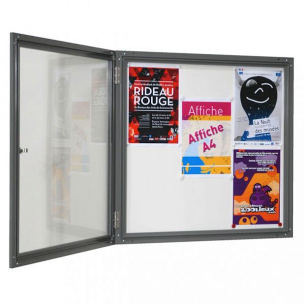 Vitrine fine d'ext?rieur gris - vitre plexi