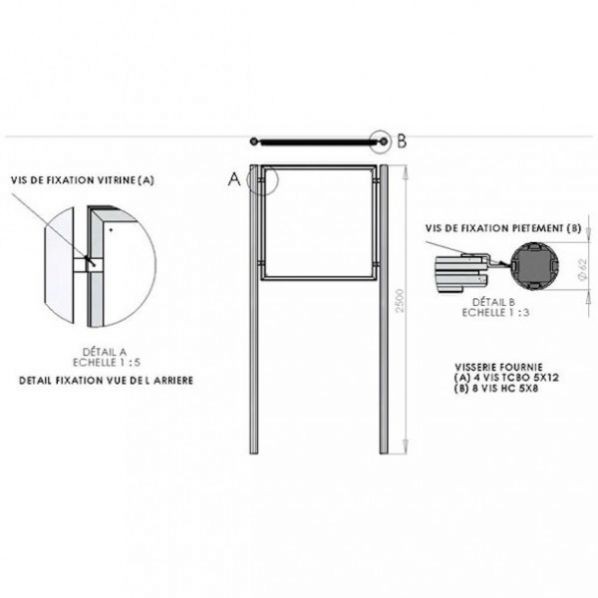 Piètement pour vitrine extérieure