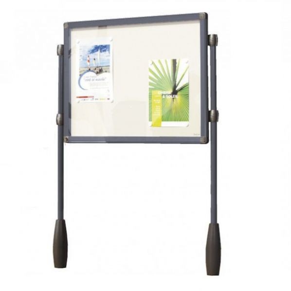 Vitrine sur pi?tement pour ext?rieur gris