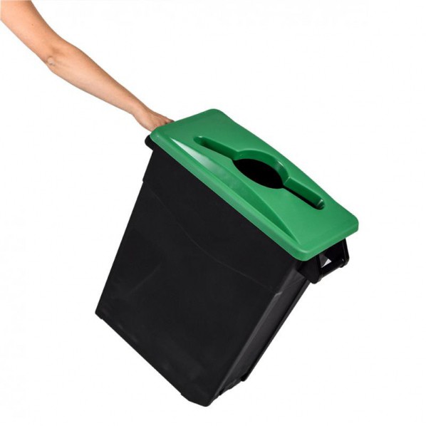 Poubelle de tri sélectif mobile en plastique recyclé 65 l