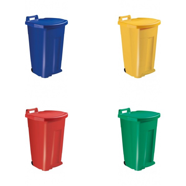 Poubelle mobile à pédale 90 litres - corps couleur
