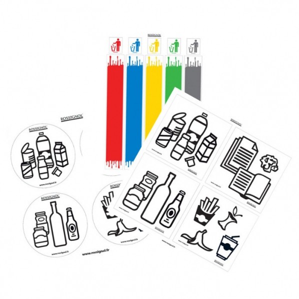 Lot de 3 planches autocollantes tri selectif