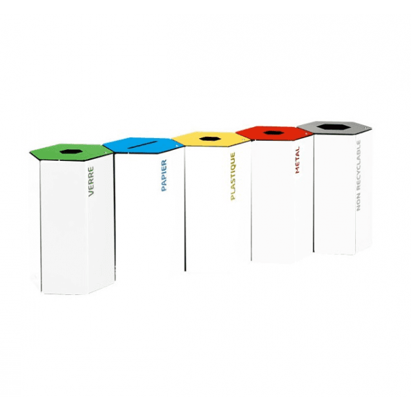 Poubelle de tri selectif corps blanc - 50 Litres