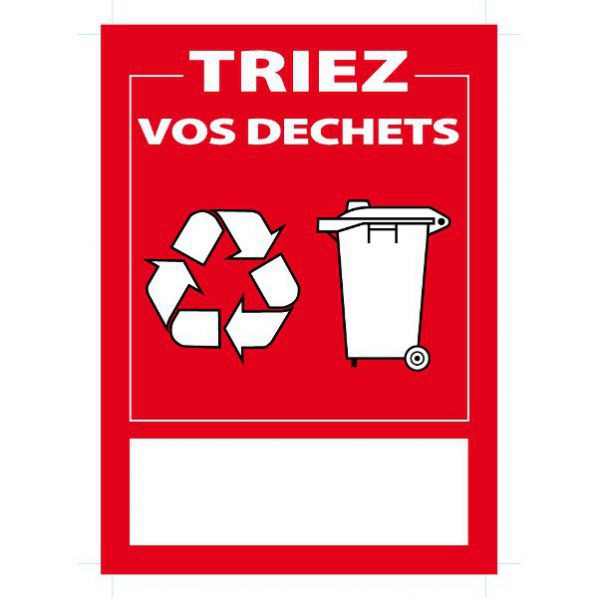 Panneaux affichage tri sélectif pour support sac poubelle