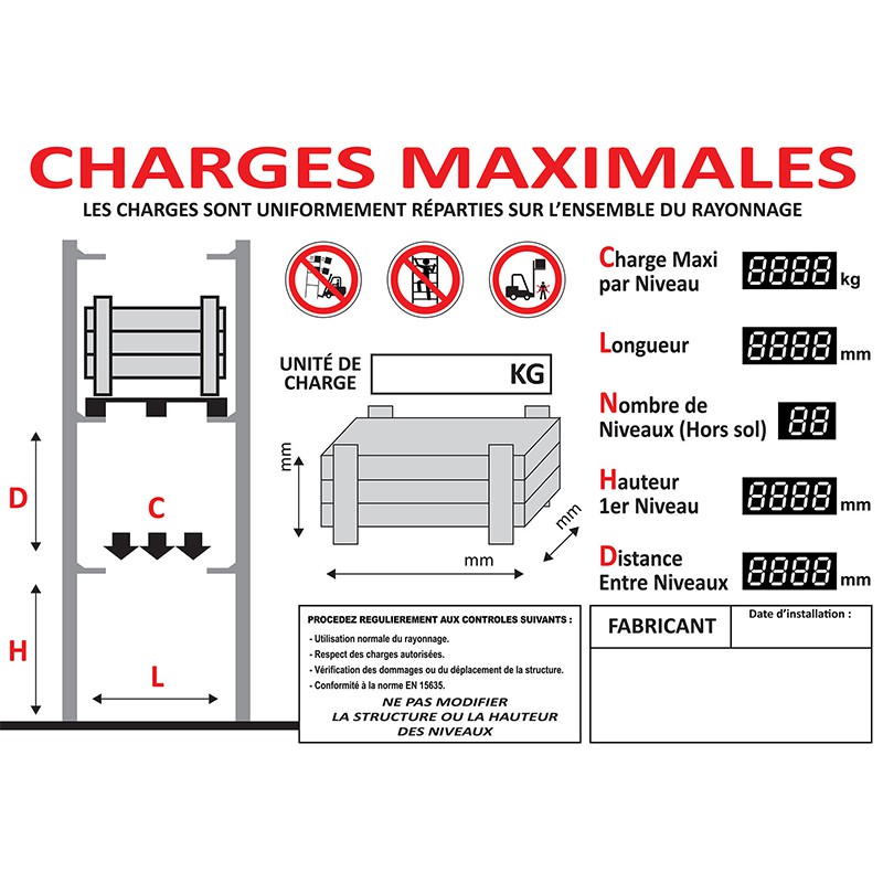 Plaque de charge - rack et mezzanine