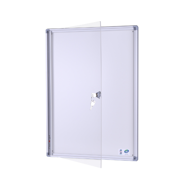 Vitrine d affichage interieur extra plate 27mm d epaisseur fond metal