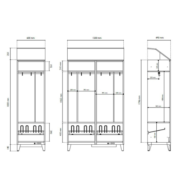 Vestiaire modulaire séchant et chauffant pour industrie salissante