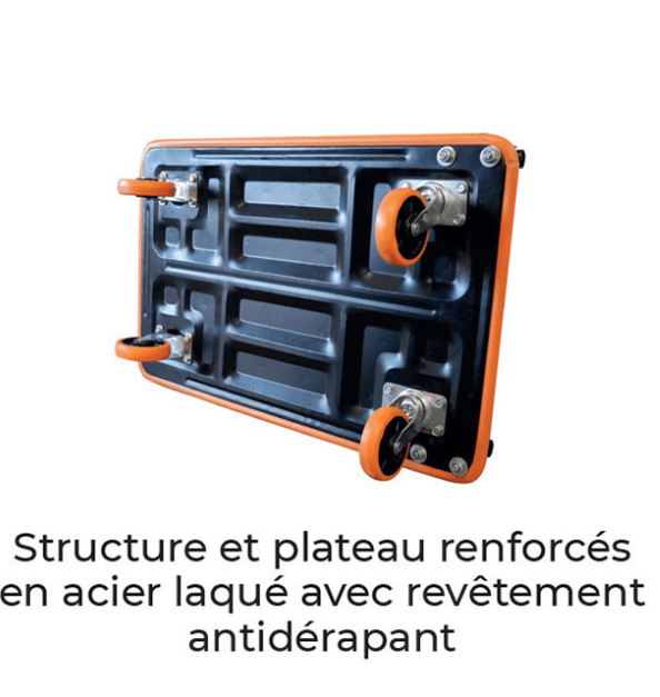 Chariot en acier dossier rabattable charge 150kg