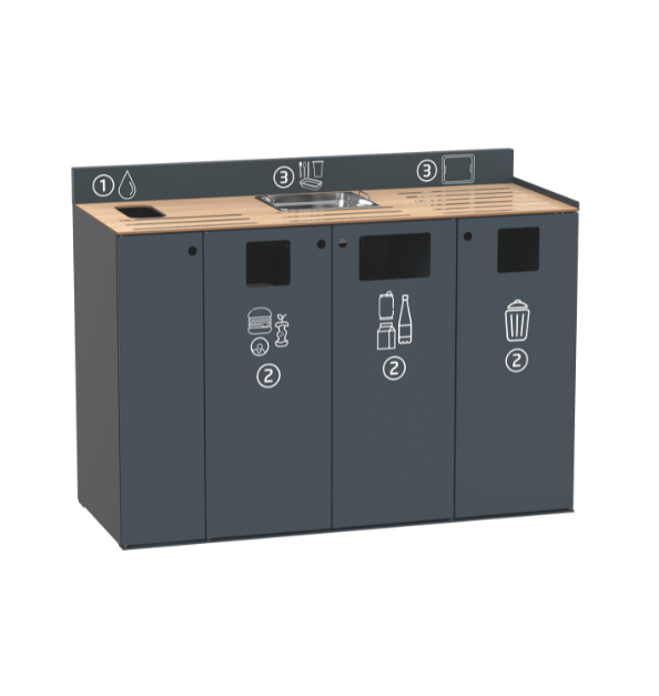 Meuble de tri des déchets pour restauration collective restotri