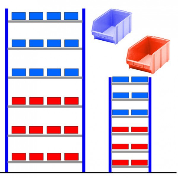 Rayonnage atelier avec bacs ?co Bleu - Rouge