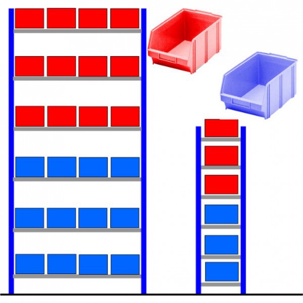 Rayonnage métallique bac éco Bleu - Rouge